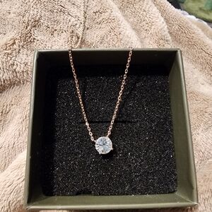 PAVOI 14K Gold Plated Crystal Solitaire 1.5 Carat (7.3mm) CZ Fine Choker Necklac